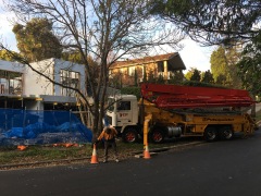 Concrete Pump Truck arrives early for set up